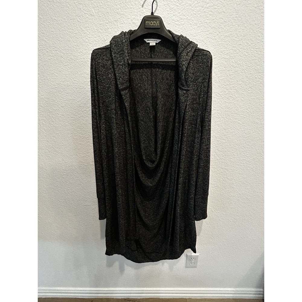 Athleta Harmony Wrap 2.0 Women's L Duster Cardigan Sweater Hood Dark Gray